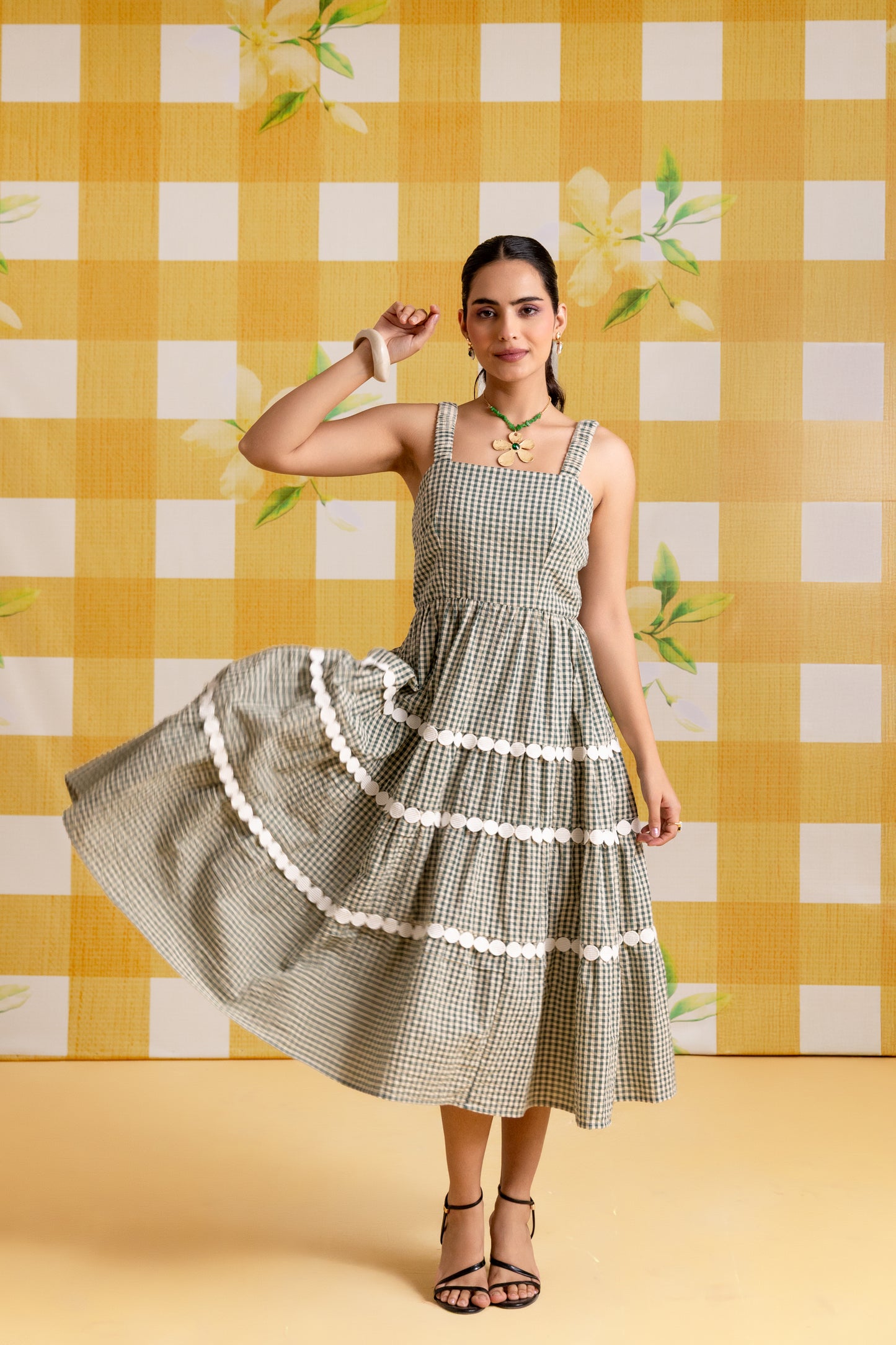 FOREST RUFFLE DRESS