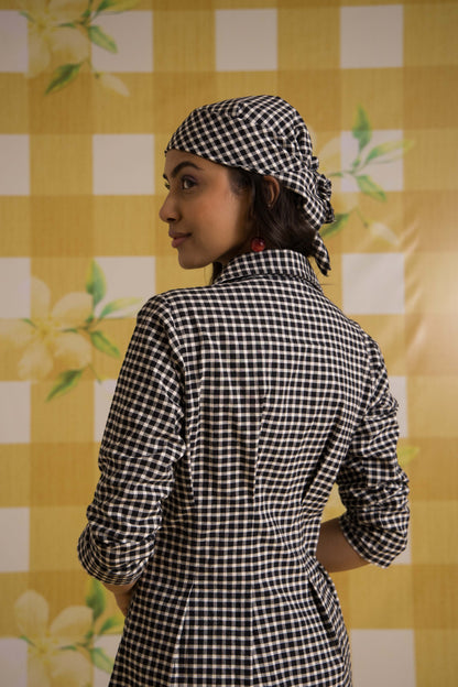 GINGHAM FIT AND FLARE DRESS